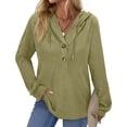 thumbnail image 1 of Fantaslook Hoodies for Women Waffle Knit Sweatshirts Drawstring Long Sleeve Tops Button V Neck Pullover, 1 of 10