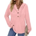 thumbnail image 1 of Fantaslook Hoodies for Women Waffle Knit Sweatshirts Drawstring Long Sleeve Tops Button V Neck Pullover, 1 of 10