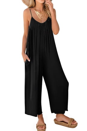 Jumpsuits for Women Casual Sleeveless Spaghetti Strap Rompers Boho Wide Leg Jumpsuits Overalls Dressy Trendy Outfits Clothes