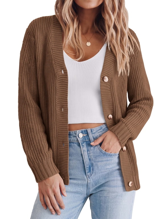 Knit Cardigan for Women Long Sleeve Open Front Sweaters Button Down Tops Casual Trendy Fall Outfits