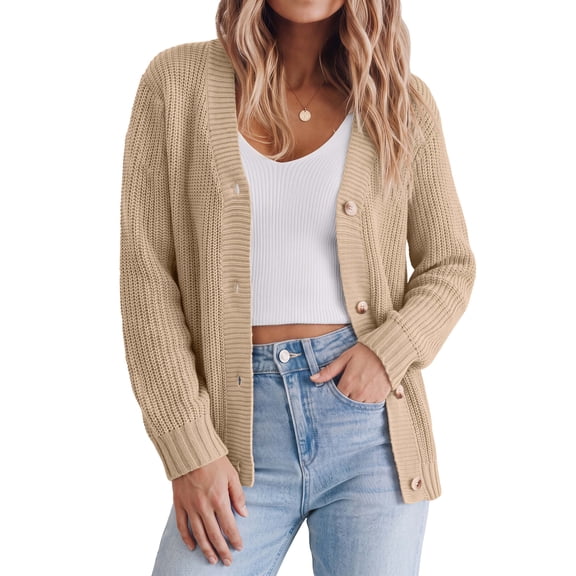 Fantaslook Knit Cardigan for Women Long Sleeve Open Front Sweaters Button Down Tops Casual Trendy Fall Outfits