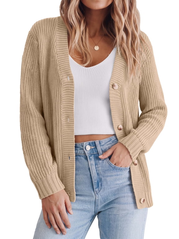 Knit Cardigan for Women Long Sleeve Open Front Sweaters Button Down Tops Casual Trendy Fall Outfits