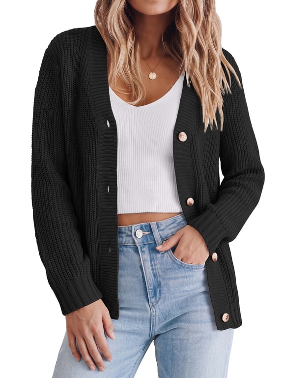 Knit Cardigan for Women Long Sleeve Open Front Sweaters Button Down Tops Casual Trendy Fall Outfits