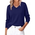 thumbnail image 1 of Fantaslook Knit Sweater for Women Long Sleeve V Neck Fall Tops Trendy Lightweight Pullover Work Shirts, 1 of 9