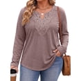 thumbnail image 1 of Fantaslook Lace Plus Size Tops for Women Long Sleeve V Neck Blouses Fall Tunic Shirts L-5XL, 1 of 9