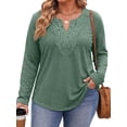 thumbnail image 1 of Fantaslook Lace Plus Size Tops for Women Long Sleeve V Neck Blouses Fall Tunic Shirts L-5XL, 1 of 9