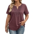 thumbnail image 1 of Fantaslook Lace Plus Size Tops for Women V Neck Short Sleeve Blouses Summer Tunic Shirts, 1 of 12