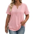 thumbnail image 1 of Fantaslook Lace Plus Size Tops for Women V Neck Short Sleeve Blouses Summer Tunic Shirts, 1 of 11