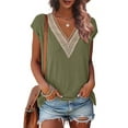 thumbnail image 1 of Fantaslook Lace Womens Blouses Cap Sleeve V Neck T Shirts for Women Summer Casual Tops, 1 of 9