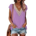 thumbnail image 1 of Fantaslook Lace Womens Blouses Cap Sleeve V Neck T Shirts for Women Summer Casual Tops, 1 of 9