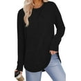 thumbnail image 1 of Fantaslook Lightweight Sweatshirts for Women Long Sleeve Crew Neck Tops Casual Curved Hem Shirts, 1 of 7