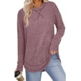 thumbnail image 1 of Fantaslook Lightweight Sweatshirts for Women Long Sleeve Crew Neck Tops Casual Curved Hem Shirts, 1 of 7