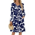 thumbnail image 1 of Fantaslook Long Sleeve Dresses for Women V Neck Casual Fall Dress Button Floral Midi Dresses with Pockets, 1 of 8