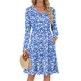 thumbnail image 1 of Fantaslook Long Sleeve Dresses for Women V Neck Casual Fall Dress Button Floral Midi Dresses with Pockets, 1 of 9