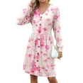 thumbnail image 1 of Fantaslook Long Sleeve Dresses for Women V Neck Casual Fall Dress Button Floral Midi Dresses with Pockets, 1 of 10