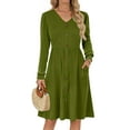 thumbnail image 1 of Fantaslook Long Sleeve Dresses for Women V Neck Casual Fall Dress Button Floral Midi Dresses with Pockets, 1 of 8