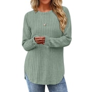 Fantaslook Long Sleeve Shirts for Women Casual Tunic Tops Dressy Crew Neck Pullover Fall Lightweight Sweaters for Women