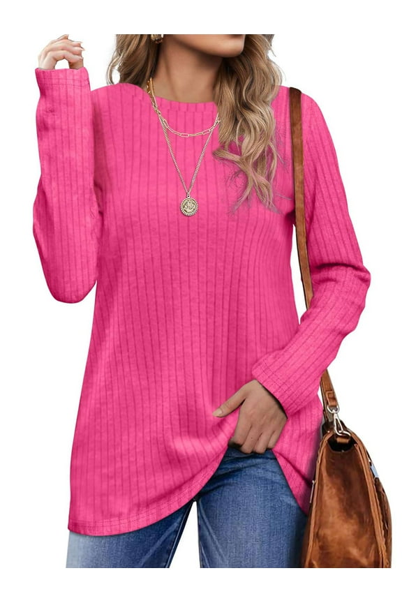Long Sleeve Shirts for Women Crew Neck Casual Tunic Tops Lightweight Pullover