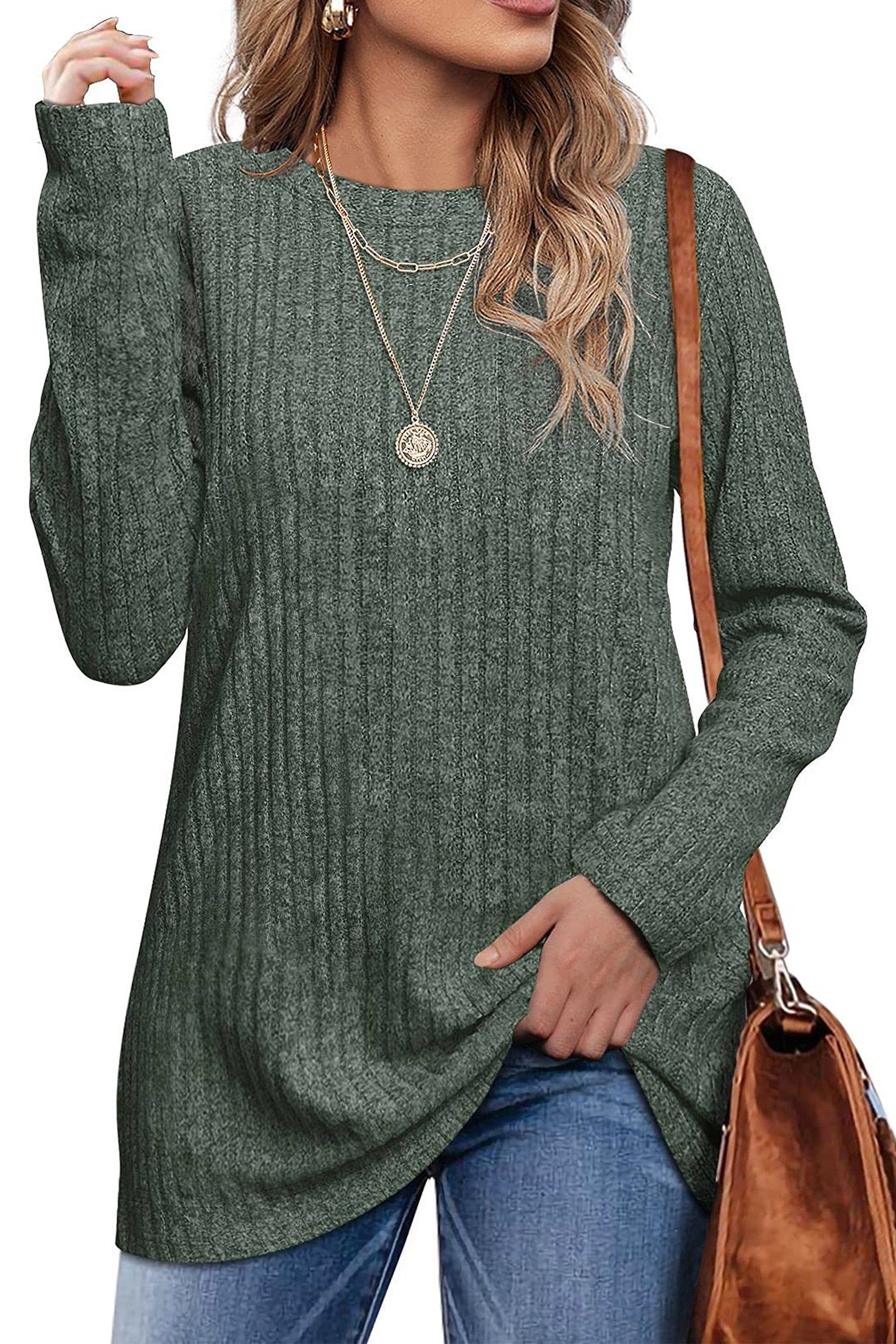Long Sleeve Shirts for Women Crew Neck Casual Tunic Tops Lightweight Pullover