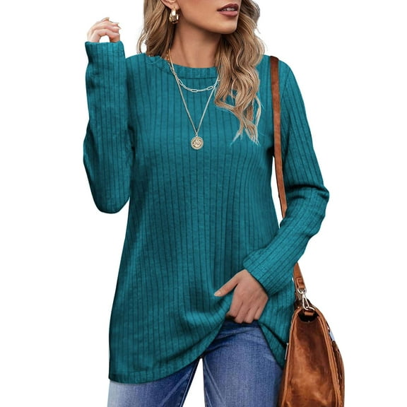 Fantaslook Long Sleeve Shirts for Women Crew Neck Casual Tunic Tops Lightweight Pullover