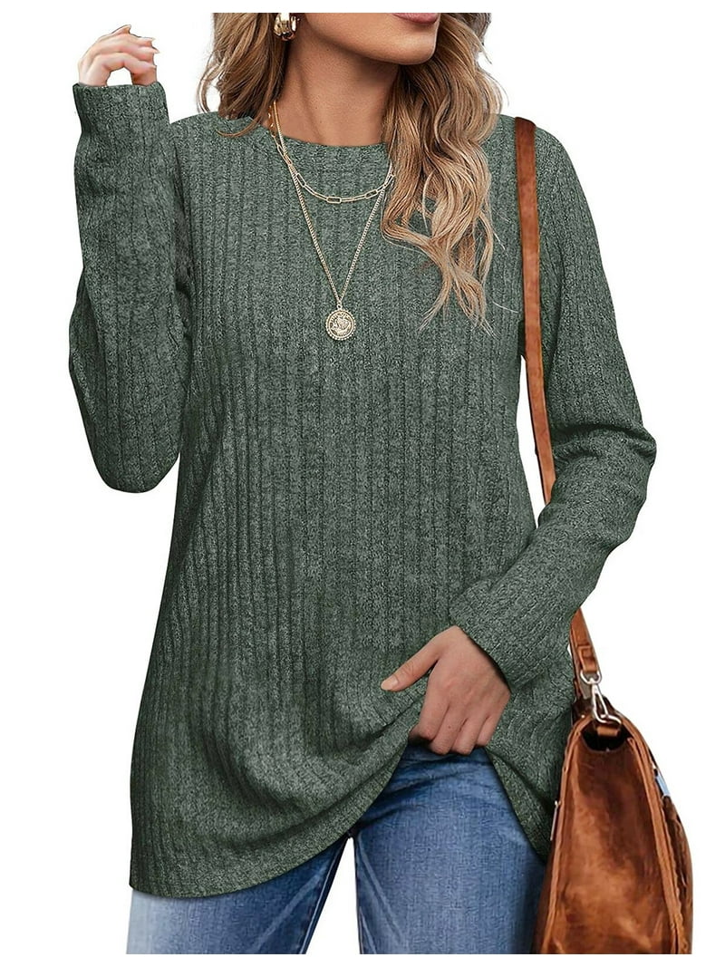 Fantaslook Long Sleeve Shirts for Women Crew Neck Casual