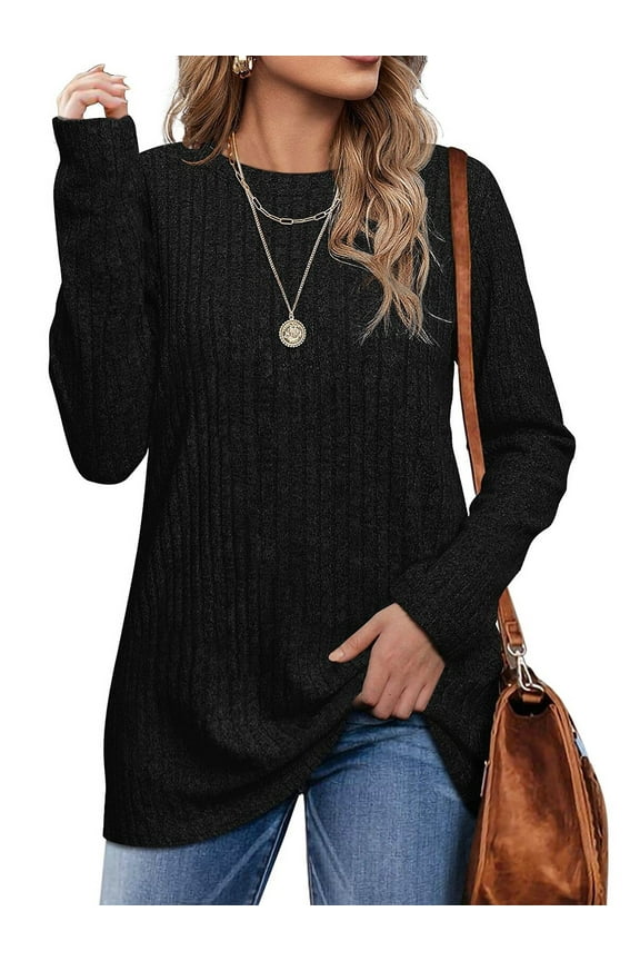 Long Sleeve Shirts for Women Crew Neck Casual Tunic Tops Lightweight Pullover