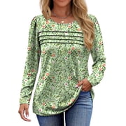 Fantaslook Long Sleeve Shirts for Women Fall Dressy Casual Blouses Fashion Pleated Tunic Tops