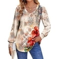 thumbnail image 1 of Fantaslook Long Sleeve Shirts for Women Fall Tops Dressy Casual Blouses Pleated V Neck Tunic Tops, 1 of 8