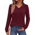 thumbnail image 1 of Fantaslook Long Sleeve Shirts for Women V Neck Textured Tops Fall Blouses Lightweight Tunic Pullover, 1 of 8