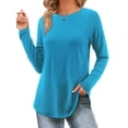 thumbnail image 1 of Fantaslook Long Sleeve T Shirts for Women Crew Neck Curve Hem Tunic Tops Casual Fall Shirts, 1 of 7