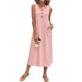 thumbnail image 1 of Fantaslook Long Tank Dresses for Women Summer Sleeveless Button Down Dress Casual Loose Beach Vacation Sundress, 1 of 8