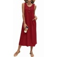 thumbnail image 1 of Fantaslook Long Tank Dresses for Women Summer Sleeveless Button Down Dress Casual Loose Beach Vacation Sundress, 1 of 8