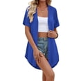 thumbnail image 1 of Fantaslook Long Womens Button Down Shirts Casual Short Sleeve Tops Hight Low Hem V Neck Blouse Summer Nightgown, 1 of 10