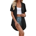 thumbnail image 1 of Fantaslook Long Womens Button Down Shirts Casual Short Sleeve Tops Hight Low Hem V Neck Blouse Summer Nightgown, 1 of 10