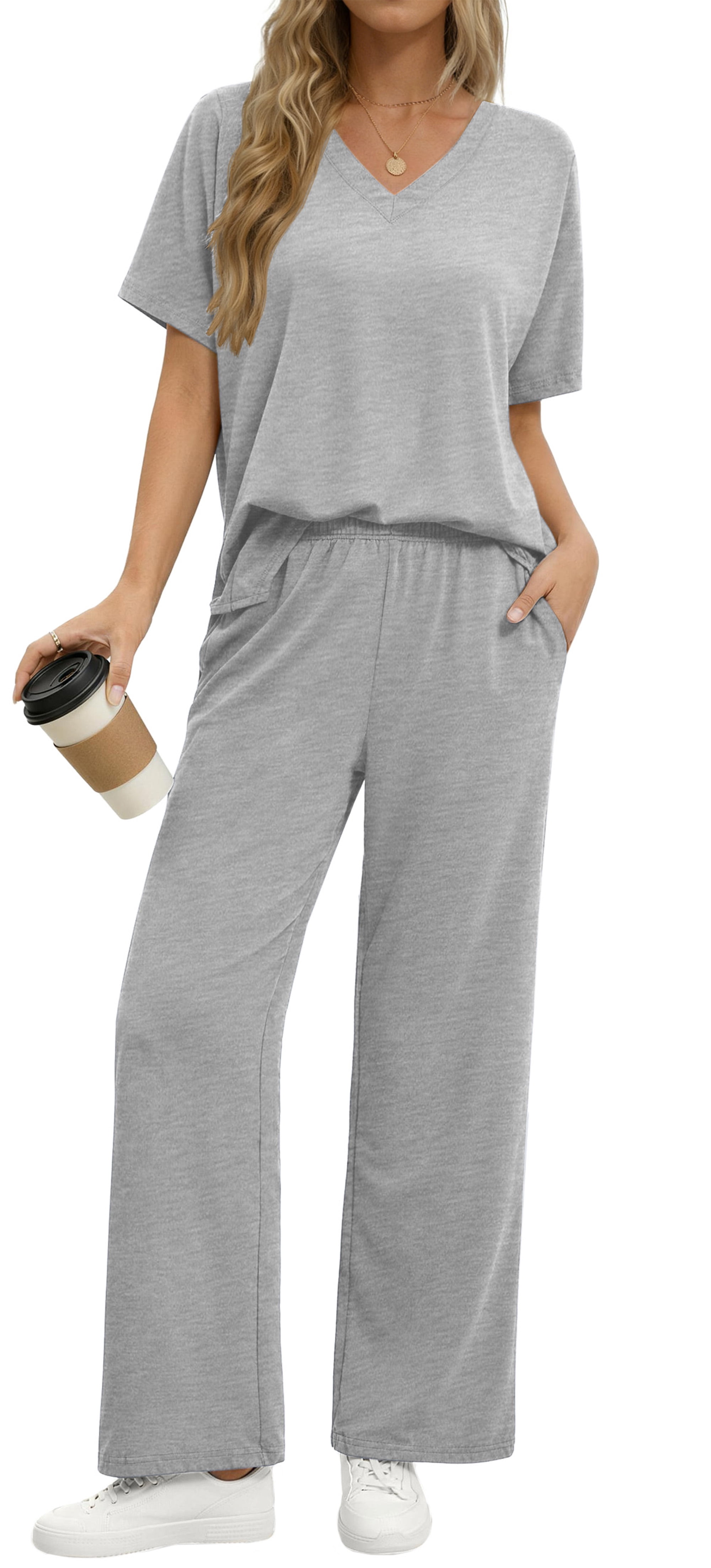 Fantaslook Lounge Sets for Women Casual 2 Piece Outfits Summer V