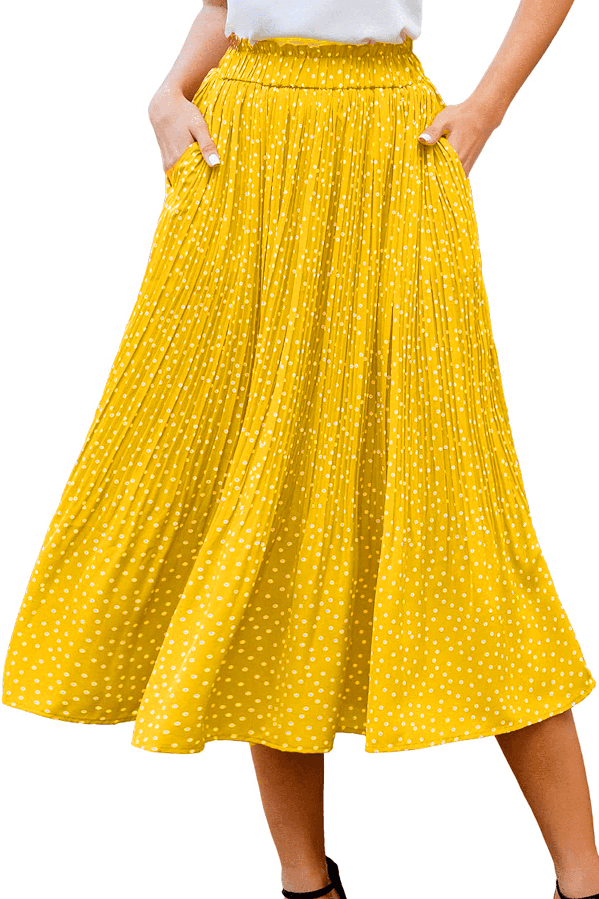 2025 お歳暮【公式】 - 人気ブランド Elastic Women's Fantaslook High Skirt Midi Dot Polka Waist スカート