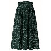 Fantaslook Midi Pleated Skirts for Women Polka Dot Swing High Waist Maxi Skirt with Pockets Dresses