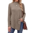 thumbnail image 1 of Fantaslook Mock Turtleneck Sweaters for Women Dressy Long Sleeve Pullover Fall Tunic Tops Asymmetrical Hem Soft Sweaters, 1 of 7