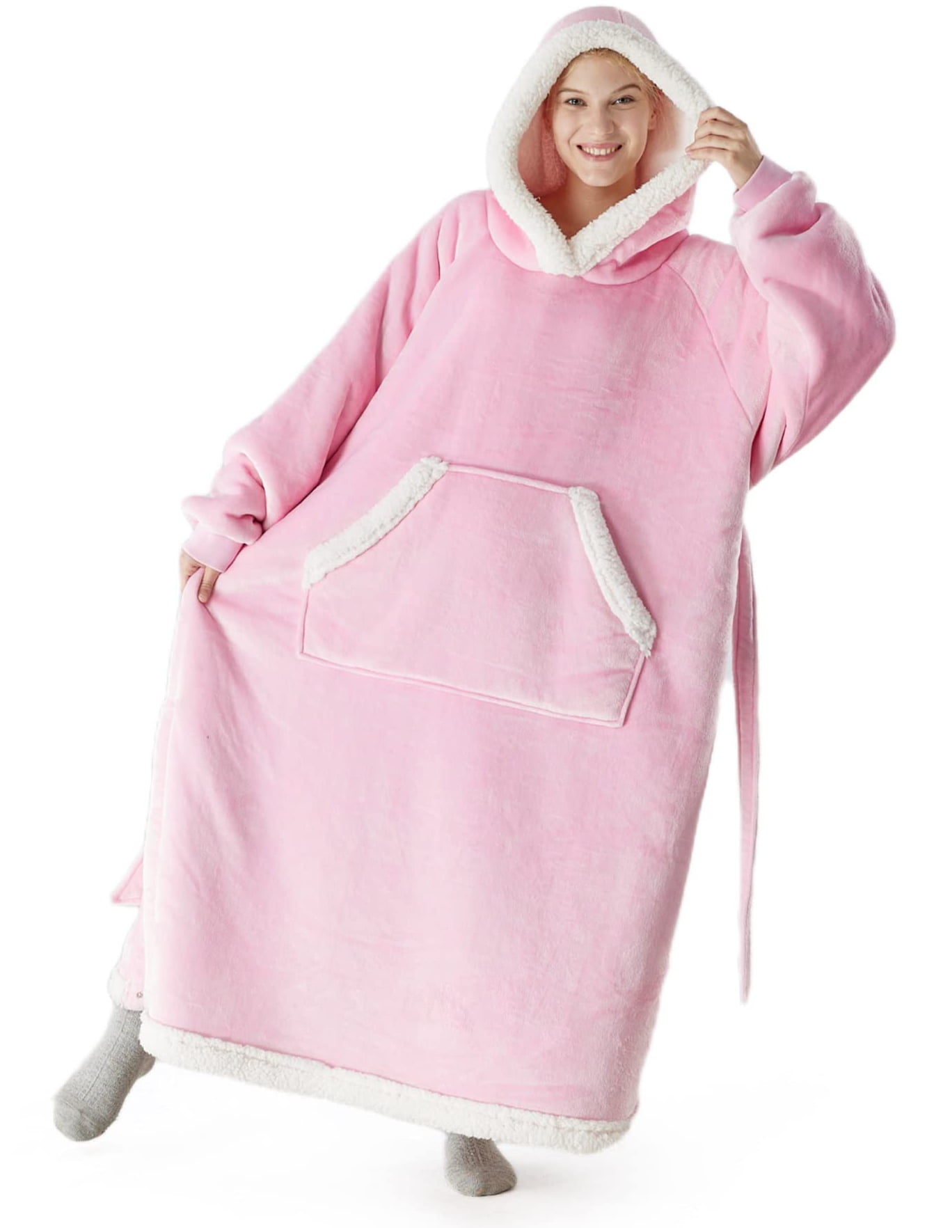 Fleece Oversized Hoodie Frauen Decke Mit Ärmeln Warm Frauen Hoodies