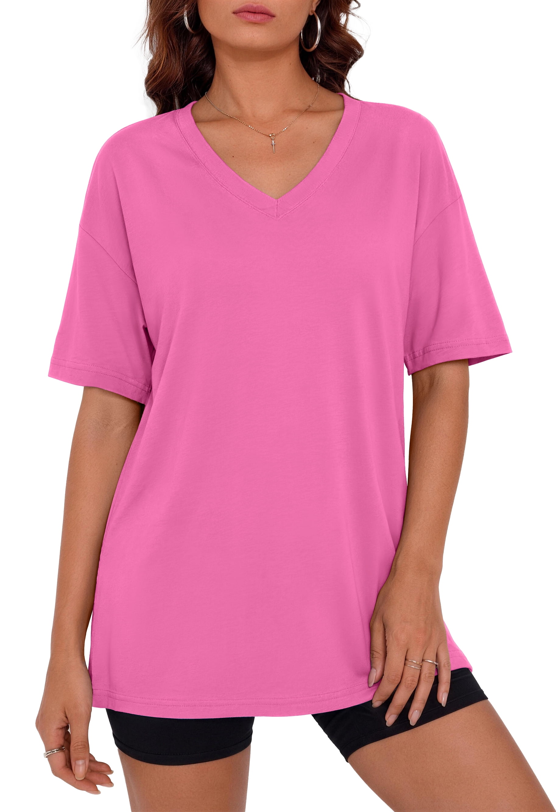 Fantaslook Casual Women T Shirts Short Sleeve Summer Tops Loose Fit V ...