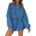 thumbnail image 1 of Fantaslook Pajama Sets for Women Two Piece Outfits Long Sleeve Sweatshirts Lounge Sets Casual Tops and Shorts Fall Outfits, 1 of 8