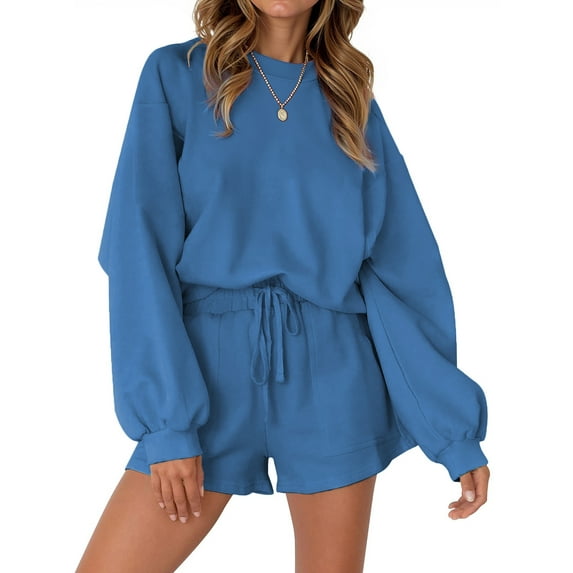 Fantaslook Pajama Sets for Women Two Piece Outfits Long Sleeve Sweatshirts Lounge Sets Casual Tops and Shorts Fall Outfits