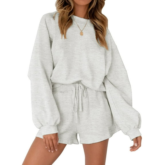 Fantaslook Pajama Sets for Women Two Piece Outfits Long Sleeve Sweatshirts Lounge Sets Casual Tops and Shorts Fall Outfits
