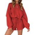 thumbnail image 1 of Fantaslook Pajama Sets for Women Two Piece Outfits Long Sleeve Sweatshirts Lounge Sets Casual Tops and Shorts Fall Outfits, 1 of 8