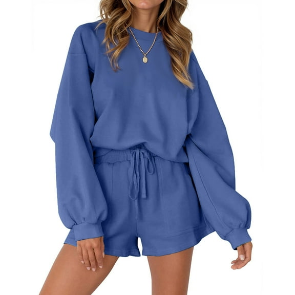 Fantaslook Pajama Sets for Women Two Piece Outfits Long Sleeve Sweatshirts Lounge Sets Casual Tops and Shorts Fall Outfits