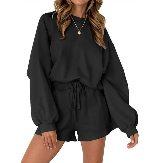 Fantaslook Pajama Sets for Women Two Piece Outfits Long Sleeve Sweatshirts Lounge Sets Casual Tops and Shorts Fall Outfits