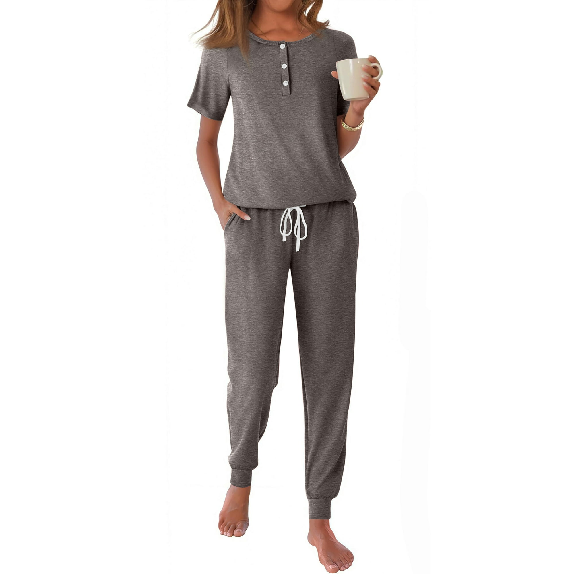 Fantaslook Pajamas Sets for Women Short Sleeve Henley Shirt And Pants With Drawstring Casual Lounge Wear Sets Summer Outfits f7db3be2 3b96 49dd b2a1 b92e61509bf3.2219efb0985fcad3c00ddee8039f488d