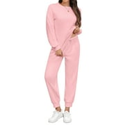 Fantaslook Pajamas Sets for Women Two Piece Sweatshirts Lounge Sets Long Sleeve Tops And Pants With Drawstring Basic Outfits