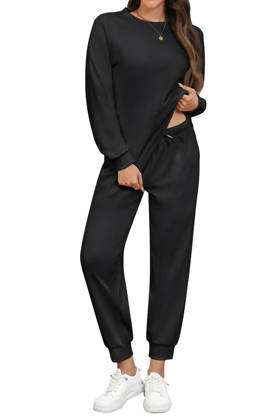 Pajamas Sets for Women Two Piece Sweatshirts Lounge Sets Long Sleeve Tops and Pants with Drawstring Basic Outfits