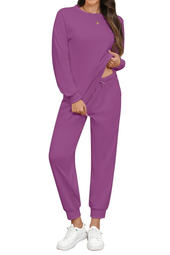 Pajamas Sets for Women Two Piece Sweatshirts Lounge Sets Long Sleeve Tops and Pants with Drawstring Basic Outfits